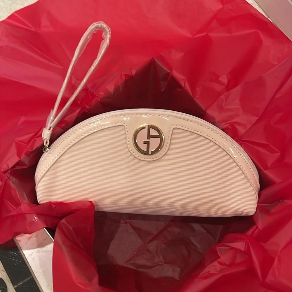 Giorgio Armani, pink zip around cosmetic bag